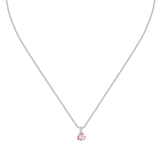 La Petite Story Silver Necklace With Pink Heart Zircon LPS10AWV33 For Women