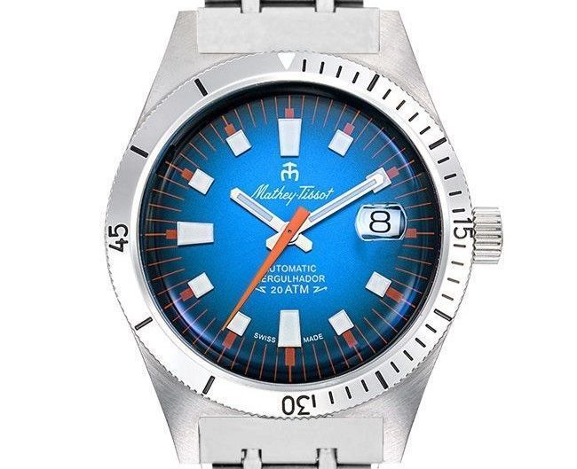 Mathey-Tissot Mergulhador Stainless Steel Blue Dial Automatic Diver's MRG1 200M Men's Watch With Extra Strap