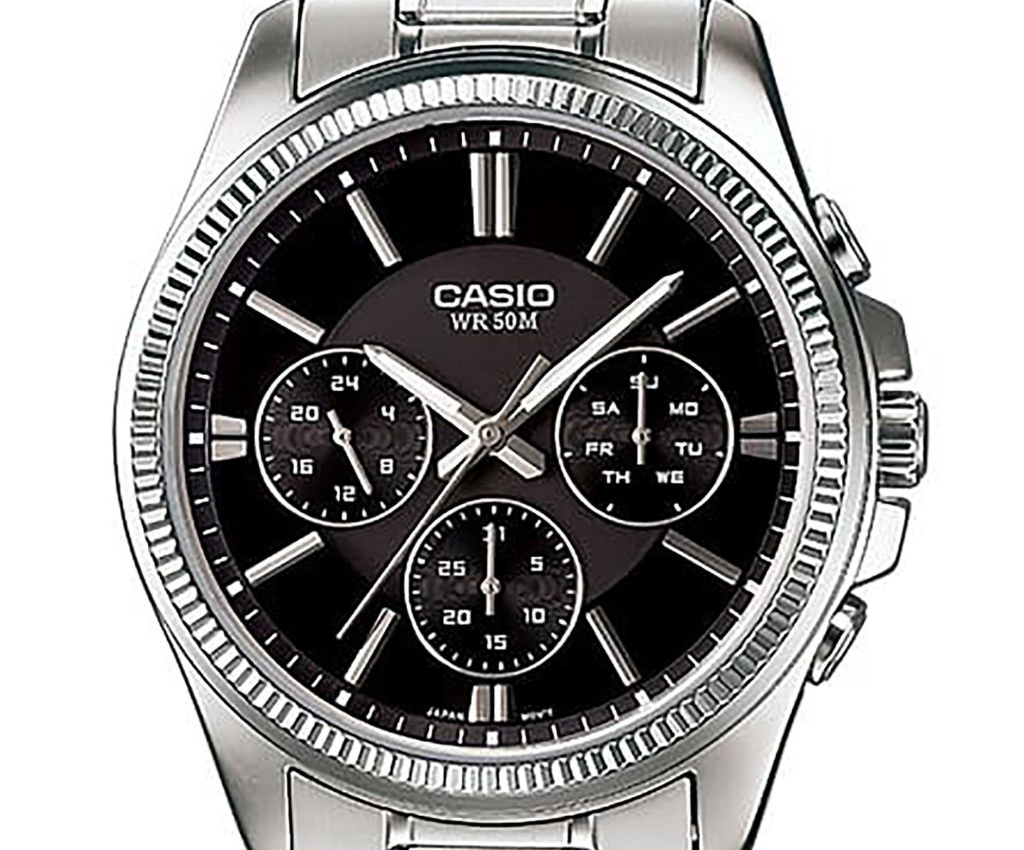 Casio Enticer Analog Stainless Steel Black Dial Quartz MTP-1375D-1AV Men's Watch