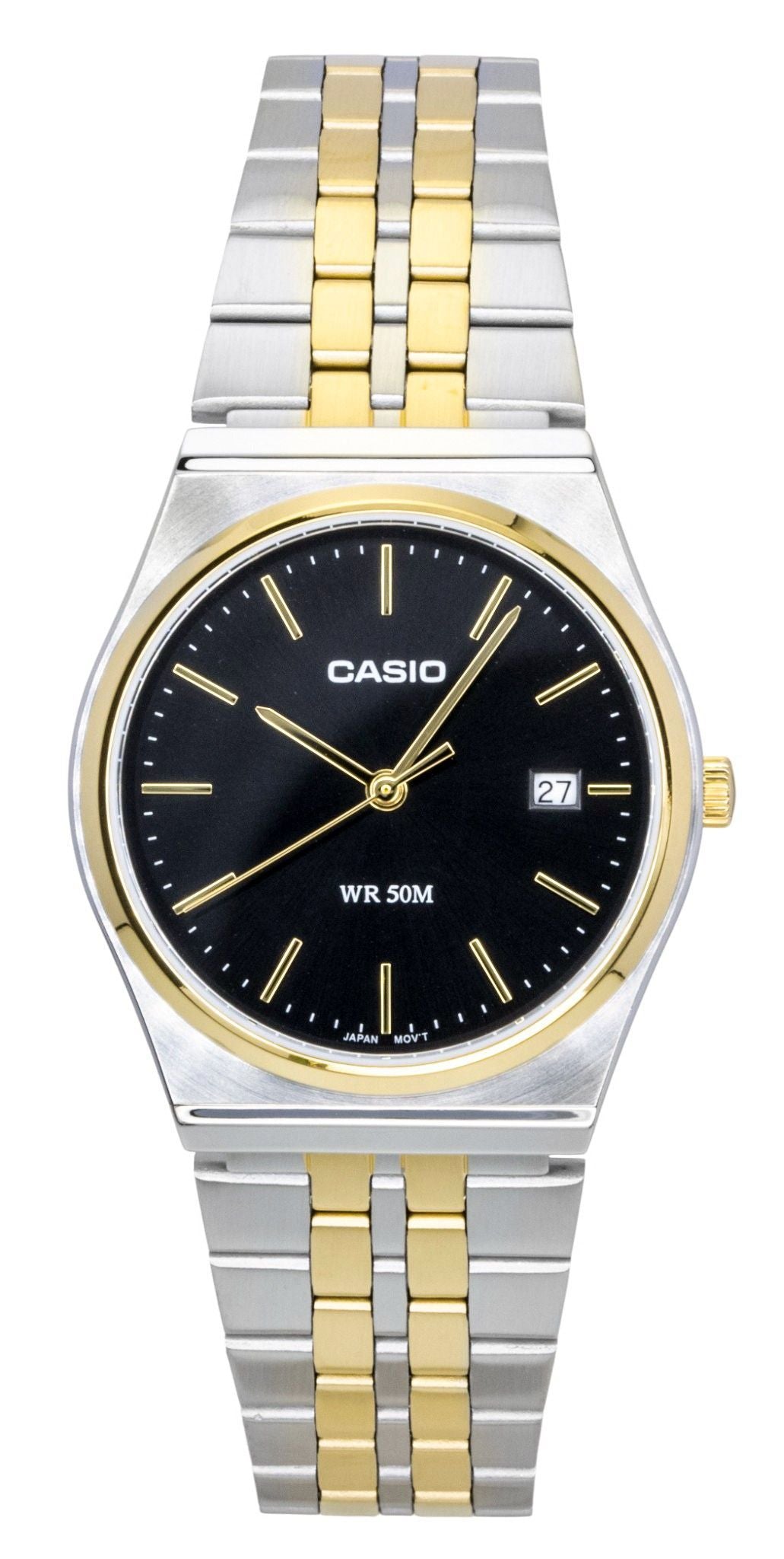 Casio Analog Two Tone Stainless Steel Black Dial Quartz MTP-B145SG-1AV Men's Watch
