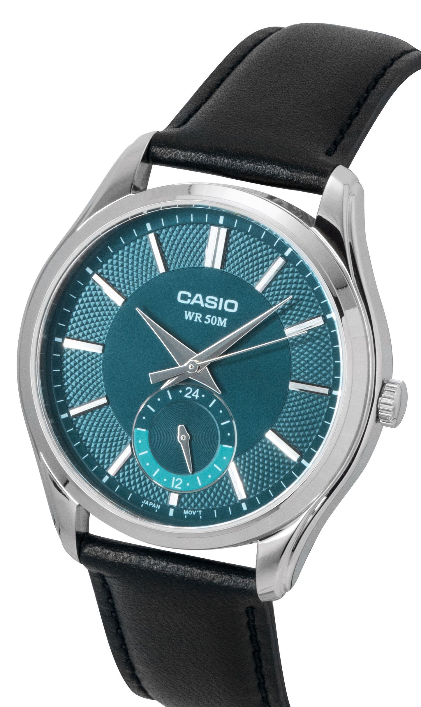 Casio Analog Leather Strap Green Dial Quartz MTP-B315L-3AV Men's Watch