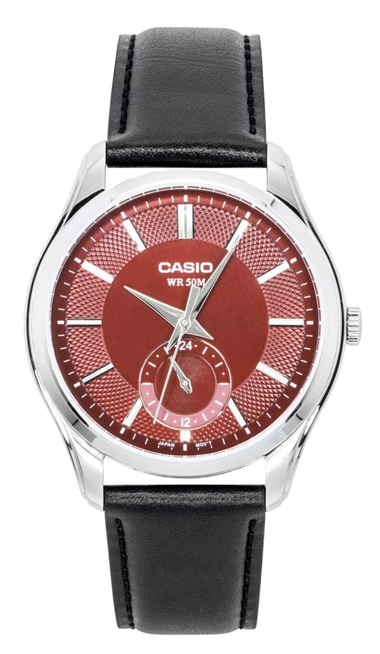 Casio Analog Leather Strap Red Dial Quartz MTP-B315L-4AV Men's Watch