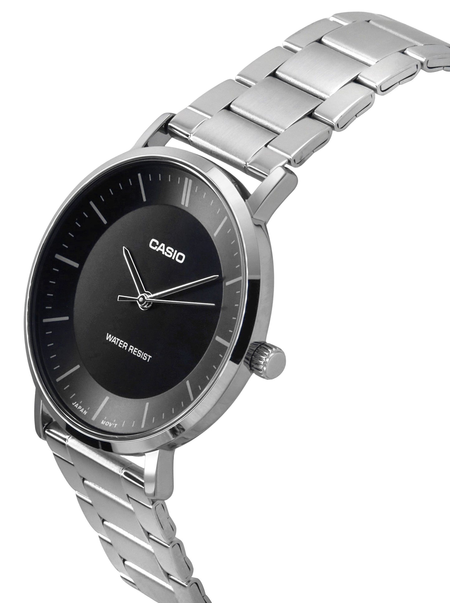 Casio Standard Analog Stainless Steel Black Dial Quartz MTP-VT04D-1E Men's Watch