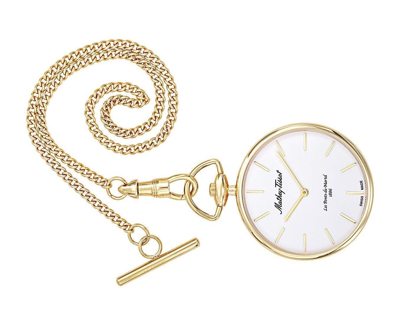 Mathey-Tissot Gold Tone Stainless Steel White Dial Quartz P2PI Unisex Pocket Watch