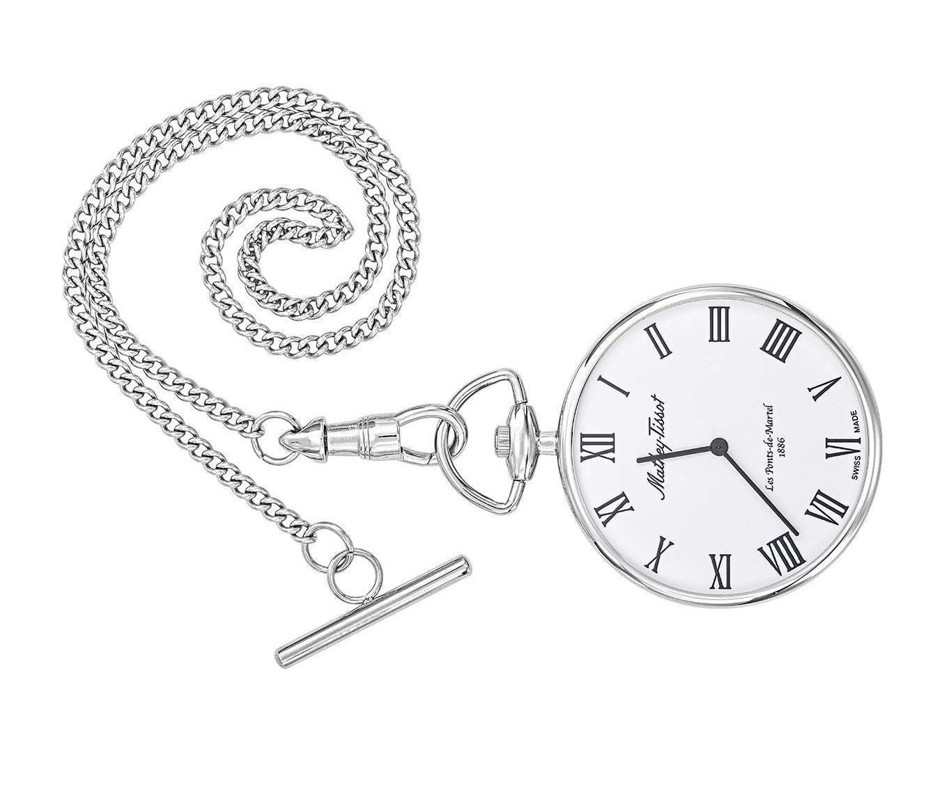 Mathey-Tissot Stainless Steel White Dial Quartz P3ABR Unisex Pocket Watch