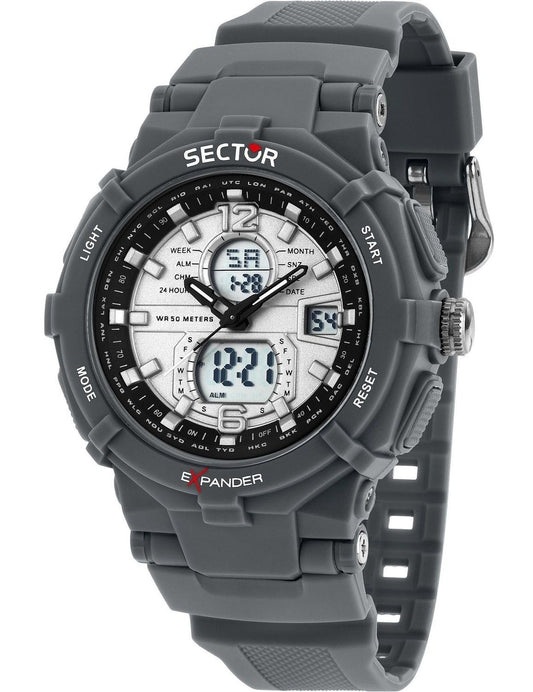 Sector Ex-09 Silicone Strap Silver Dial Quartz R3251296003 Men's Watch