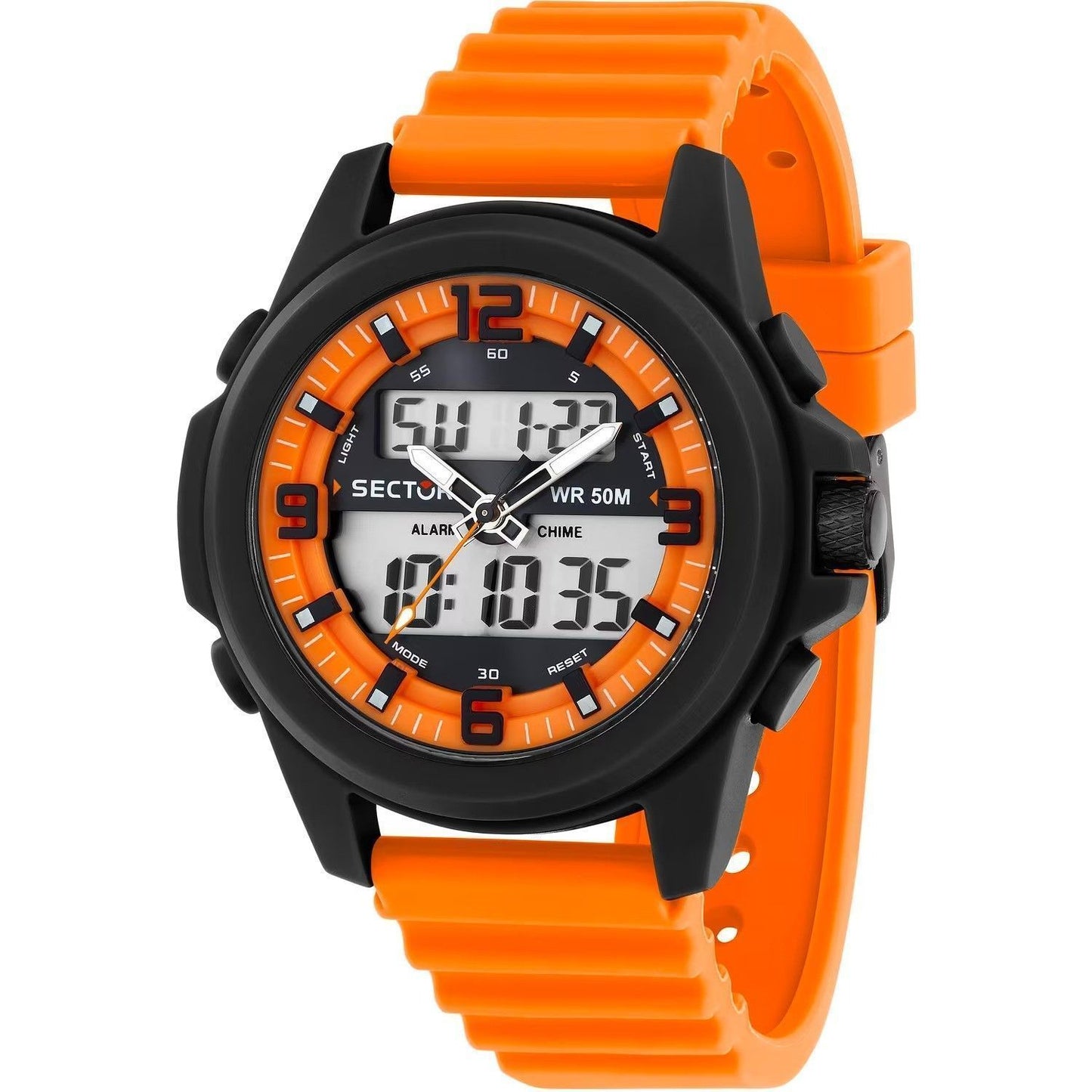 Sector Ex-48 Silicone Strap Black And Orange Dial Quartz R3251302002 Men's Watch