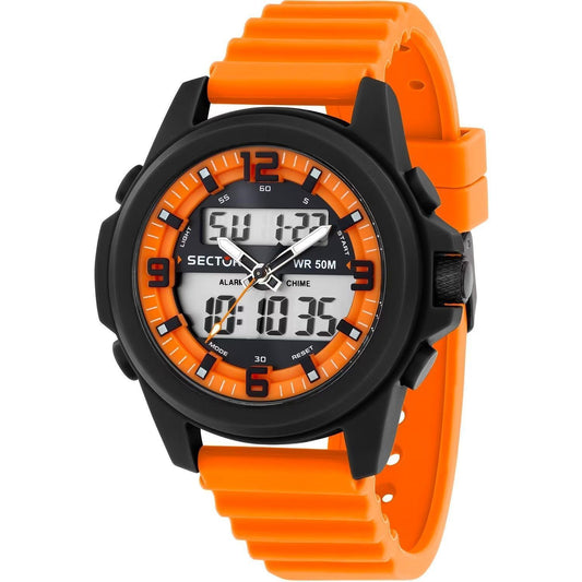 Sector Ex-48 Silicone Strap Black And Orange Dial Quartz R3251302002 Men's Watch