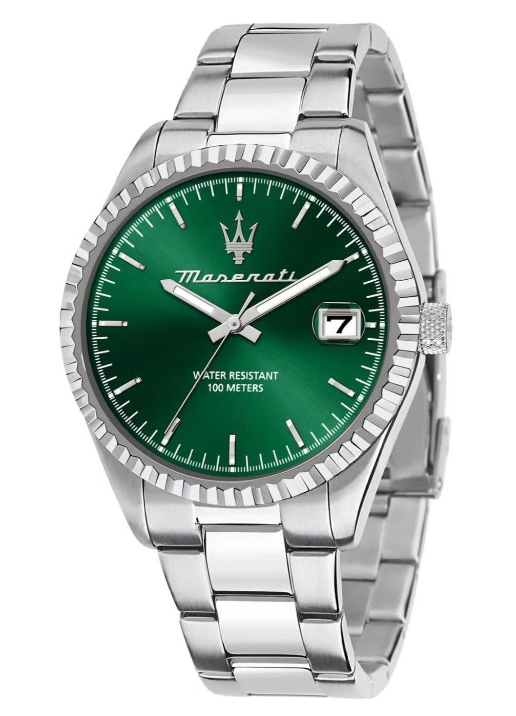 Maserati Competition Stainless Steel Green Sunray Dial Quartz R8853100043 100M Men's Watch