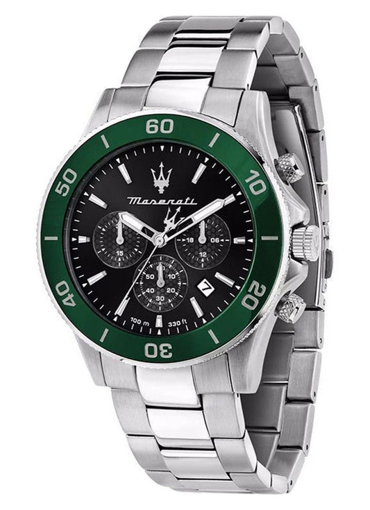 Maserati Competizione Chronograph Stainless Steel Black Sunray Dial Quartz R8873600008 100M Men's Watch