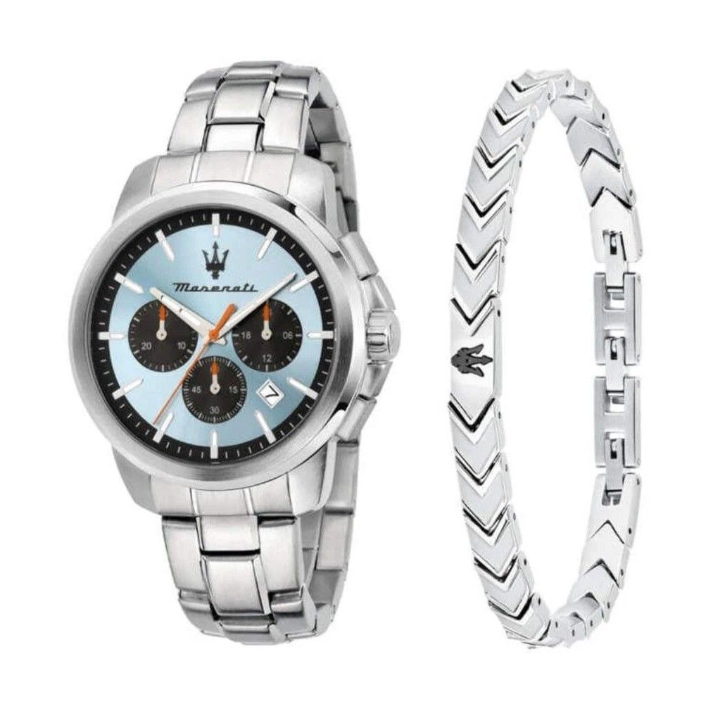 Masrati Successo Chronograph Stainless Steel Light Blue Dial Quartz R8873621045 Men's Watch