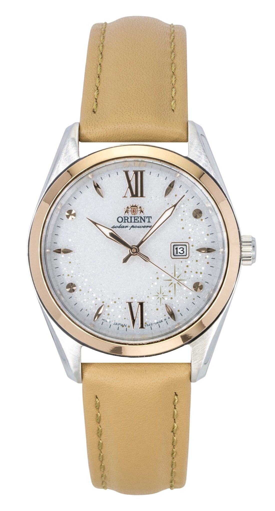 Orient Stretto Leather Strap White Dial Solar RA-WG0604S Women's Watch