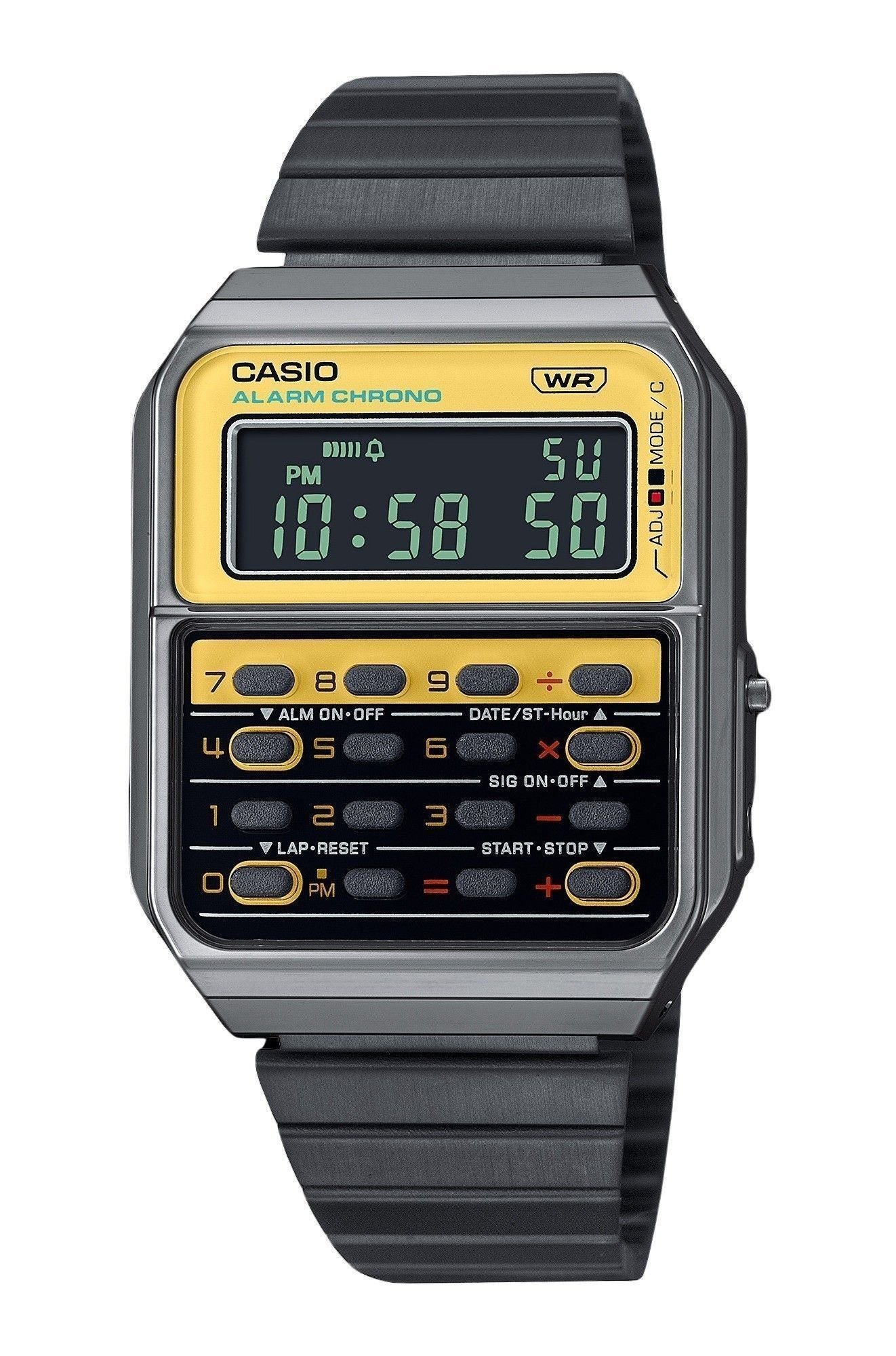 Refurbished Casio Vintage Heritage Colors Digital Stainless Steel Quartz CA-500WEGG-9B Unisex Calculator Watch
