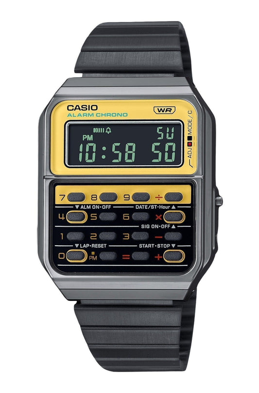 Refurbished Casio Vintage Heritage Colors Digital Stainless Steel Quartz CA-500WEGG-9B Unisex Calculator Watch
