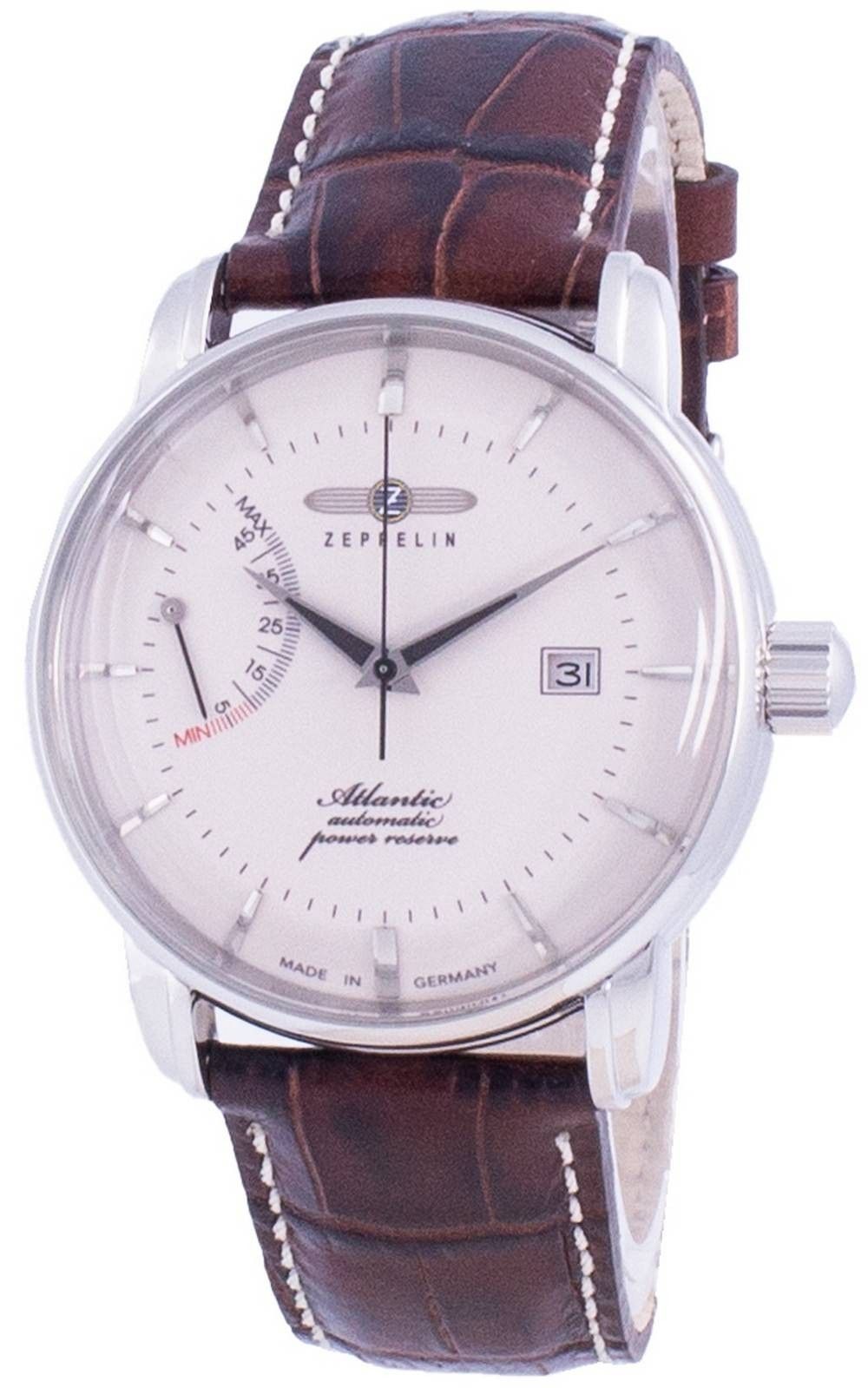 Refurbished Zeppelin Atlantic White Dial Leather Strap Automatic 8462-5 84625 Men's Watch
