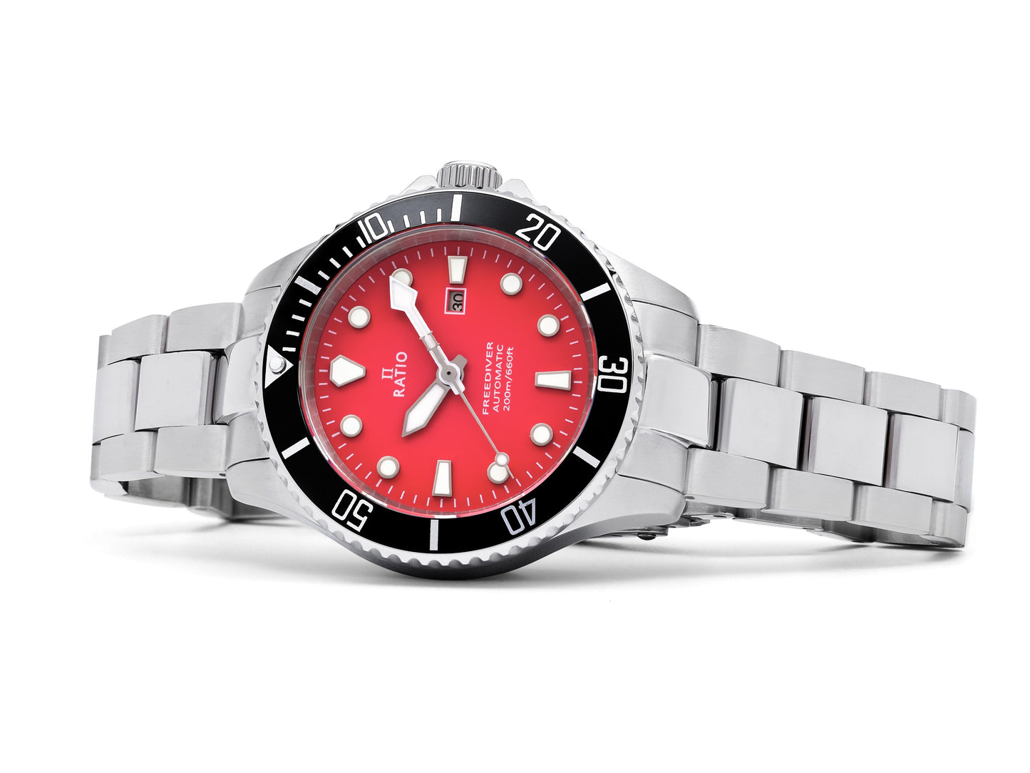 Ratio FreeDiver Sapphire Stainless Steel Red Dial Automatic RTFL836 200M Women's Watch