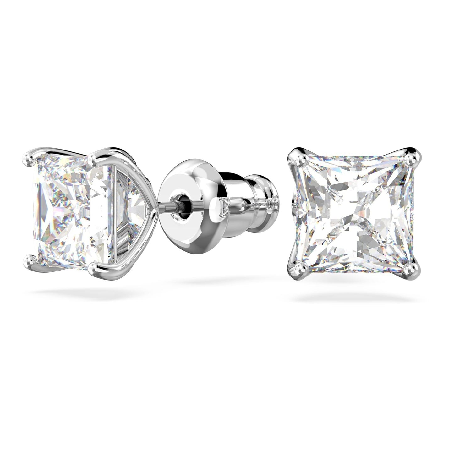 Swarovski Stilla Attract Rhodium Plated And Zirconia Studd Earrings 5430365 For Women