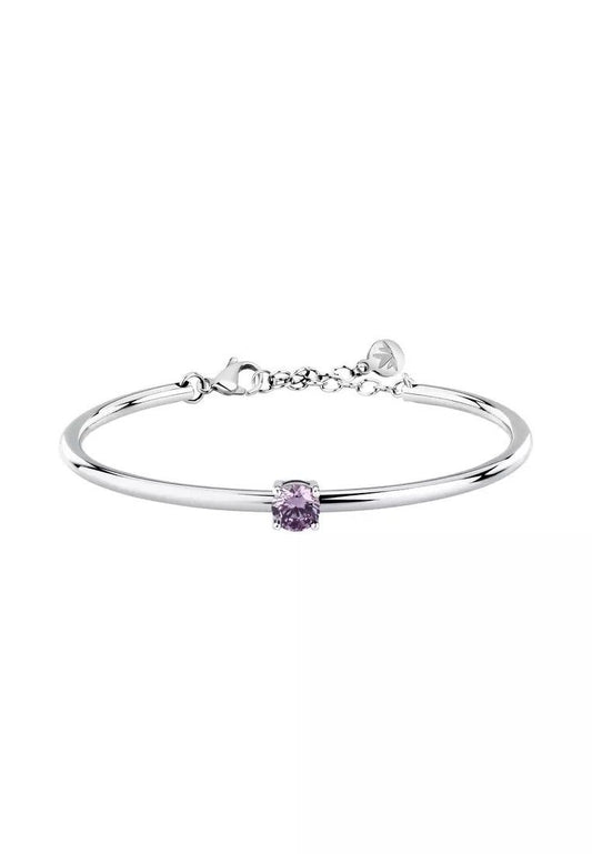 Morellato Cerchi Silver Tone Steel And Violet Zircon Bangle SAKM95 For Women