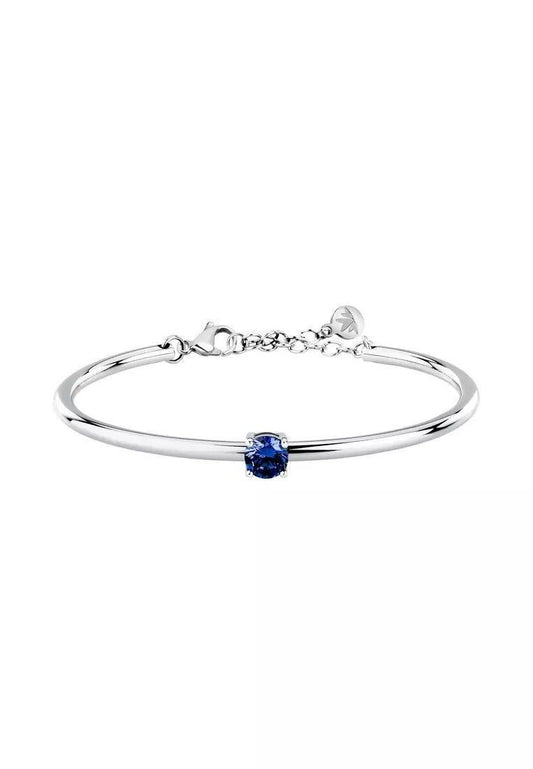 Morellato Cerchi Silver Tone Steel And Blue Zircon Bangle SAKM96 For Women