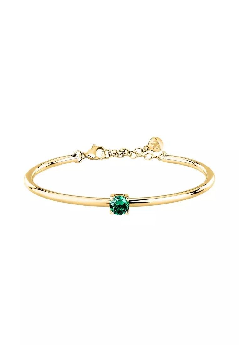 Morellato Cerchi Gold Tone Steel And Green Zircon Bangle SAKM98 For Women
