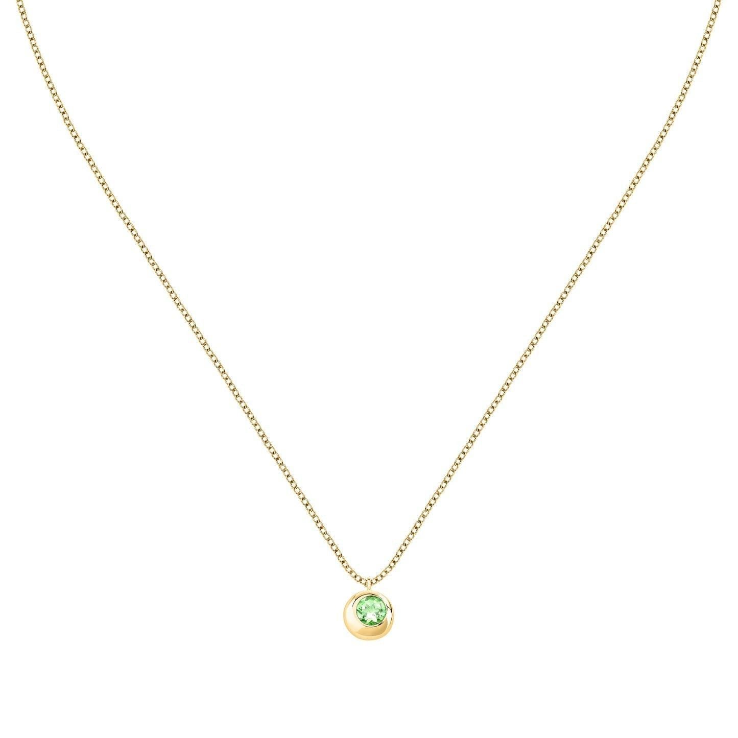 Morellato Tesori 925 Silver Gold Tone And Green Necklace SAXN05 For Women's