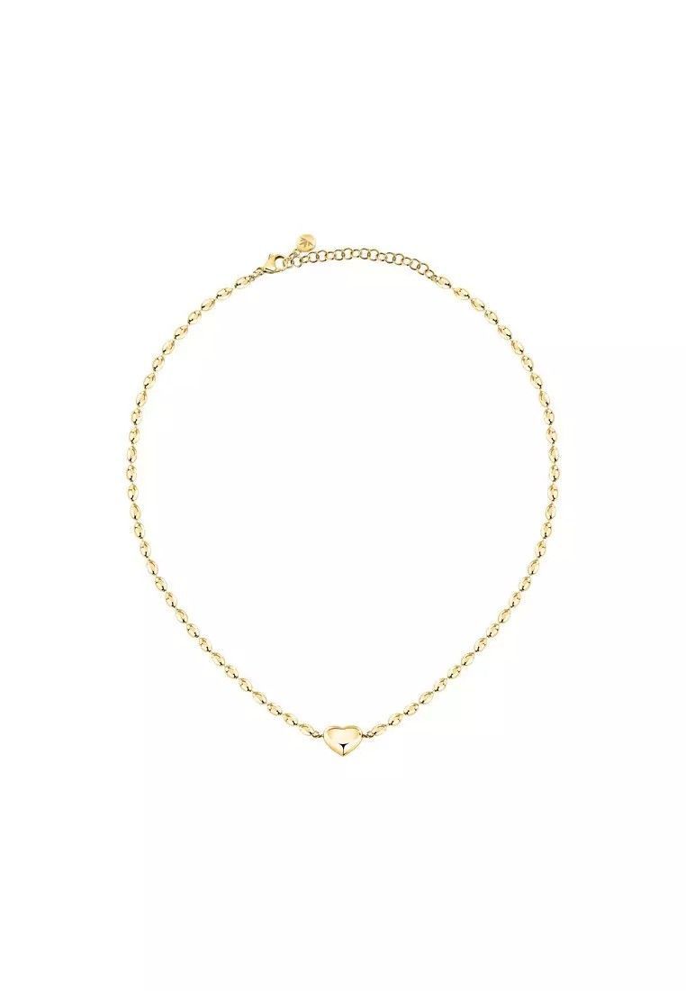 Morellato Intrecci Gold Tone Steel Necklace With Heart Symbol SAZC06 For Women