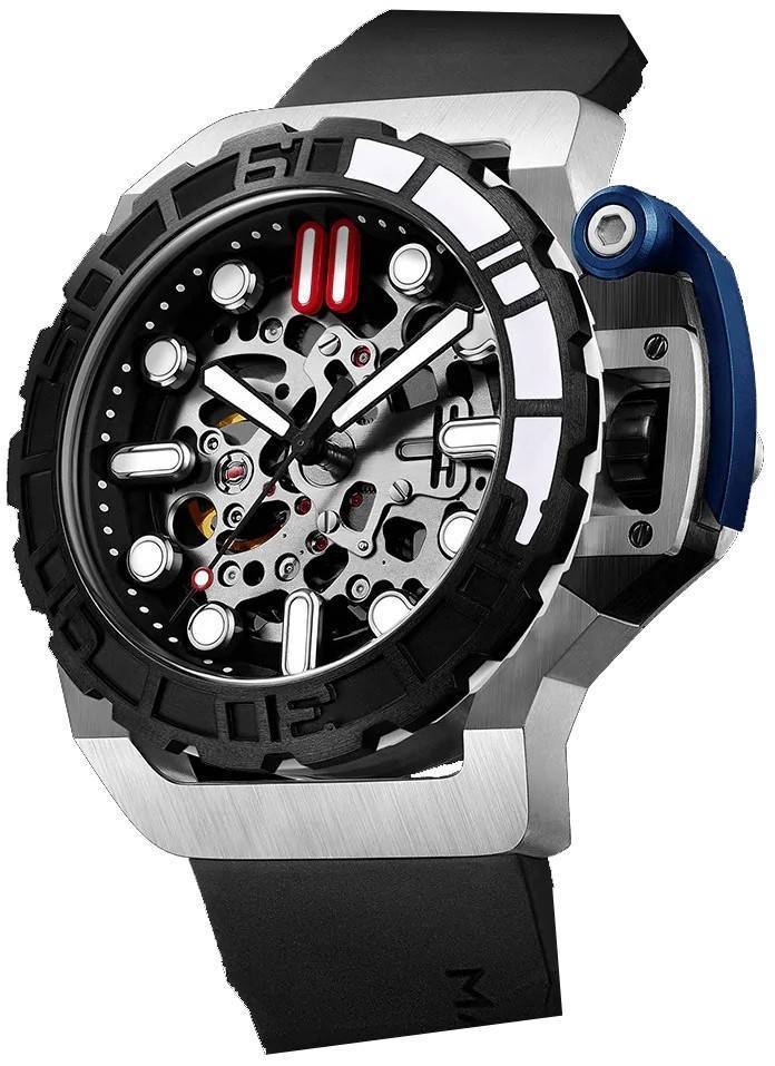 Mazzucato RIM Sub Black And Silver Skeleton Dial Automatic Dive SK1-BL 100M Men's Watch