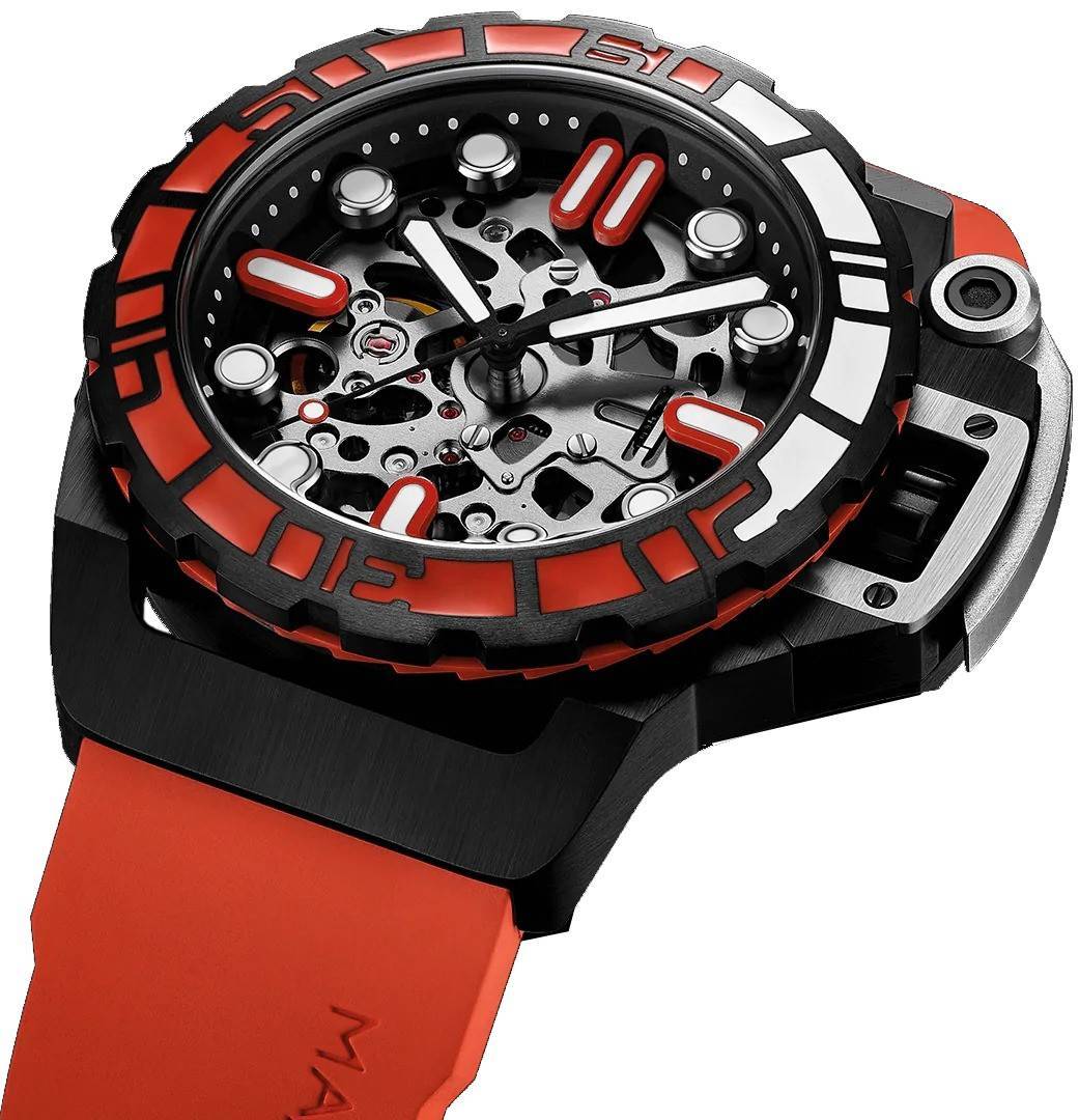 Mazzucato RIM Sub Orange And Black Skeleton Dial Automatic Dive SK3-OR 100M Men's Watch