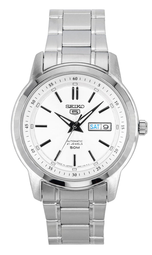 Seiko 5 Stainless Steel Silver Dial 21 Jewels Automatic SNKM83J1 Men's Watch