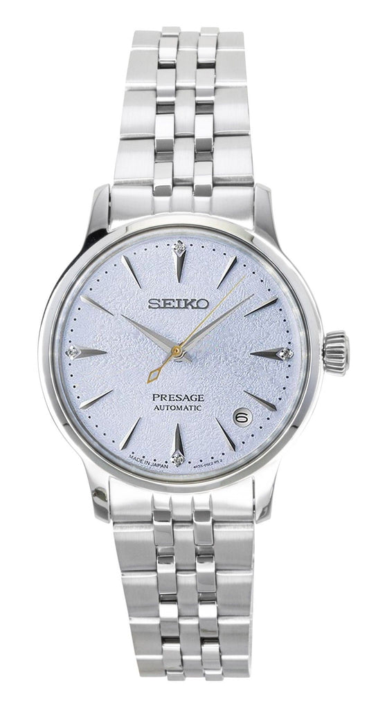 Seiko Presage Cocktail Diamond Accents Stainless Steel Light Blue Dial Automatic SRPL61J1 Women's Watch