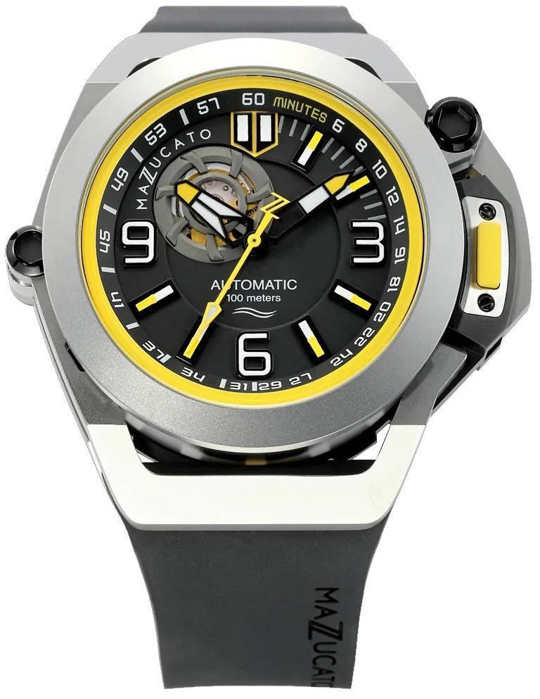 Mazzucato RIM Scuba Yellow Reversible Twin Dial Automatic SUB01-BK115 100M Men's Watch