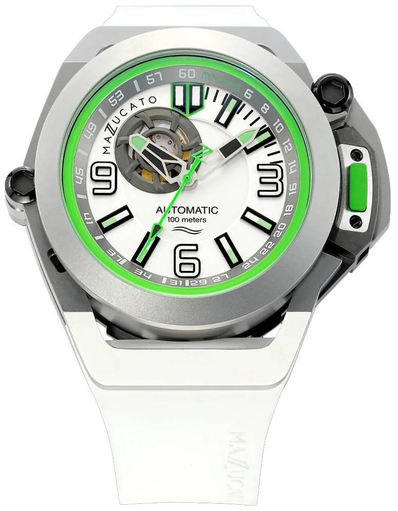 Mazzucato RIM Scuba White Green Reversible Twin Dial Automatic SUB07-WH802 100M Men's Watch