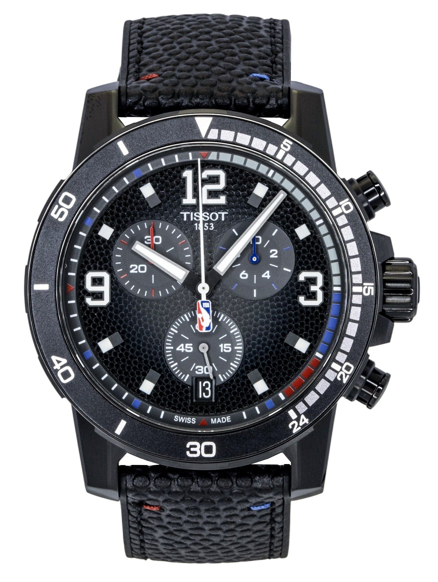 Tissot Supersport NBA Special Edition Chronograph Leather Strap Black Dial Quartz T125.617.37.067.00 100M Men's Watch