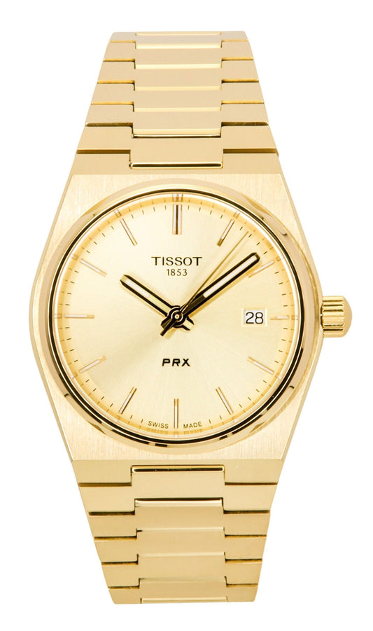 Tissot PRX Gold Tone Stainless Steel Champagne Dial Swiss Quartz T137.210.33.021.00 100M Women's Watch