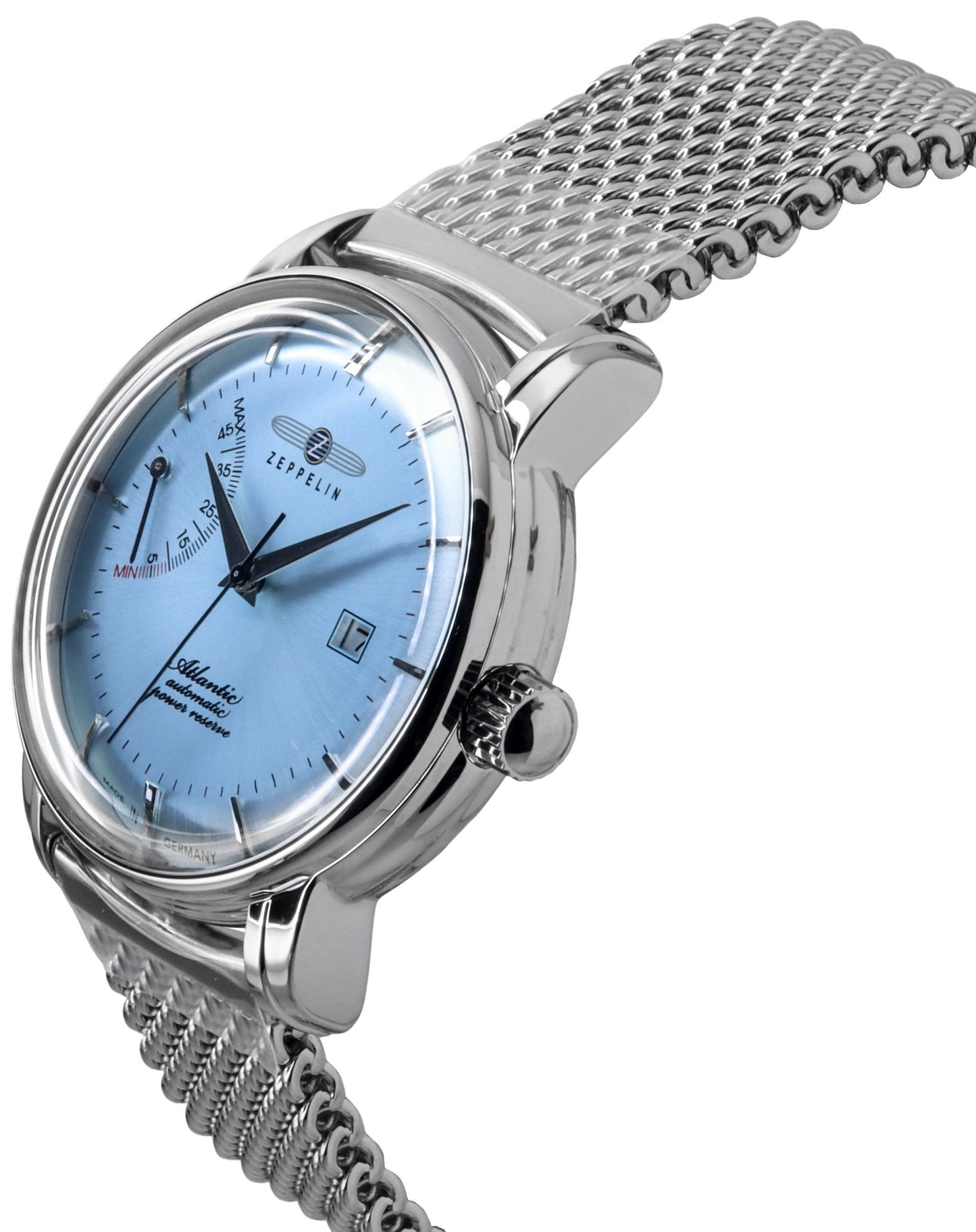 Zeppelin Atlantic Stainless Steel Ice Blue Dial Automatic 8462M6 Men's Watch