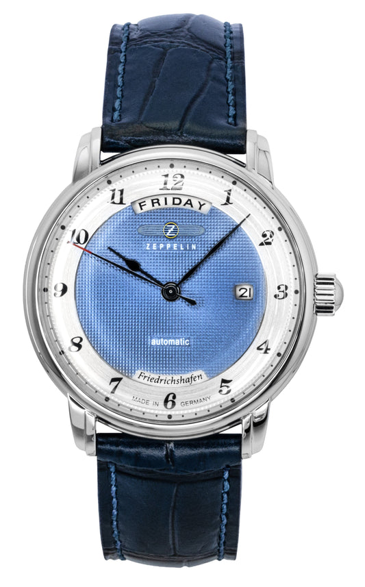Zeppelin Friedrichshafen Blue Leather Strap Blue Dial Automatic 85623 Men's Watch